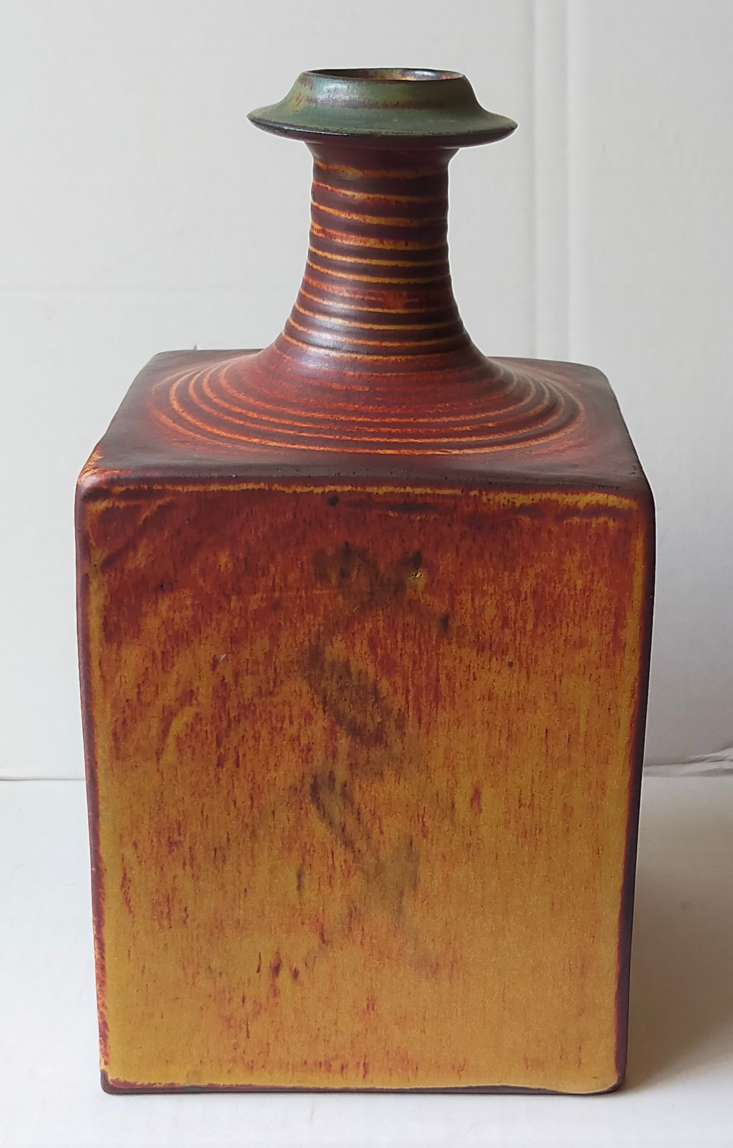 Vintage Scandinavian enamelled earth soliflore vase