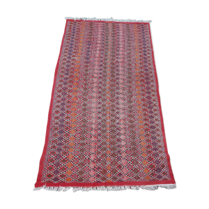 Tapis rouge losanges fait main