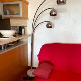 Design floor lamp in chrome with 3 balls, marble base from the 1970