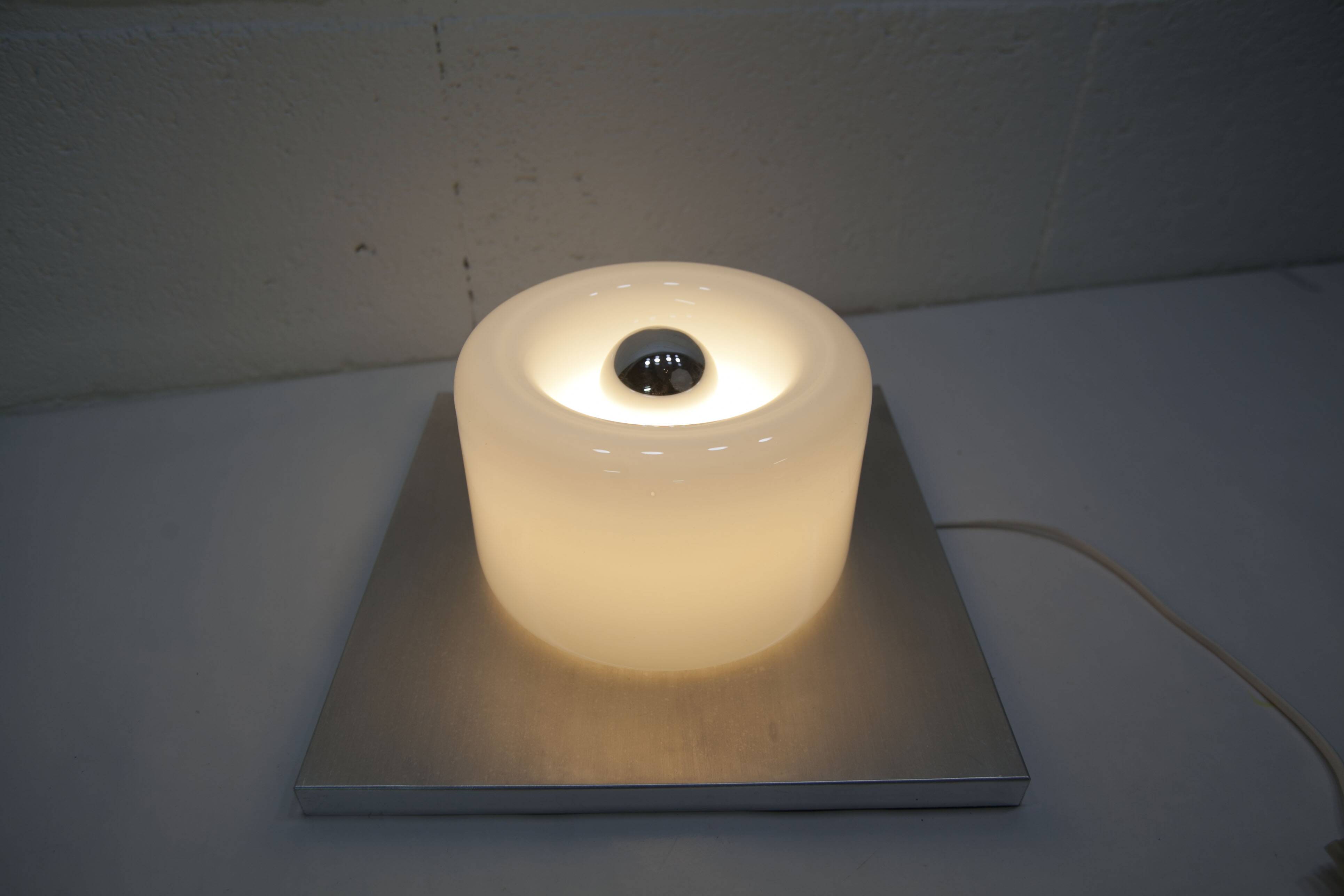 Ceiling light Doria Leuchten 1960, Germany, Alu Opaline + bulb