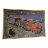 Still life with violin signed