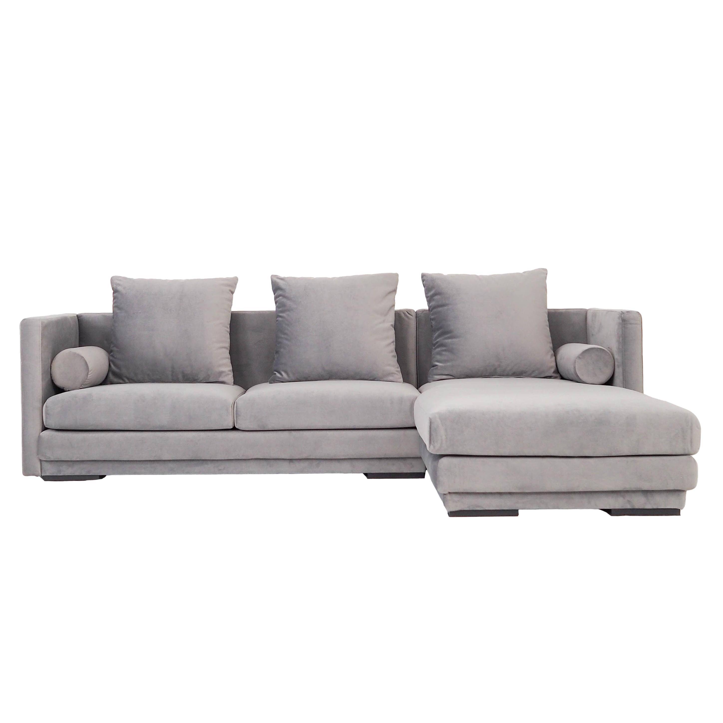 Corner sofa MALMO silver velour, Scandinavian design