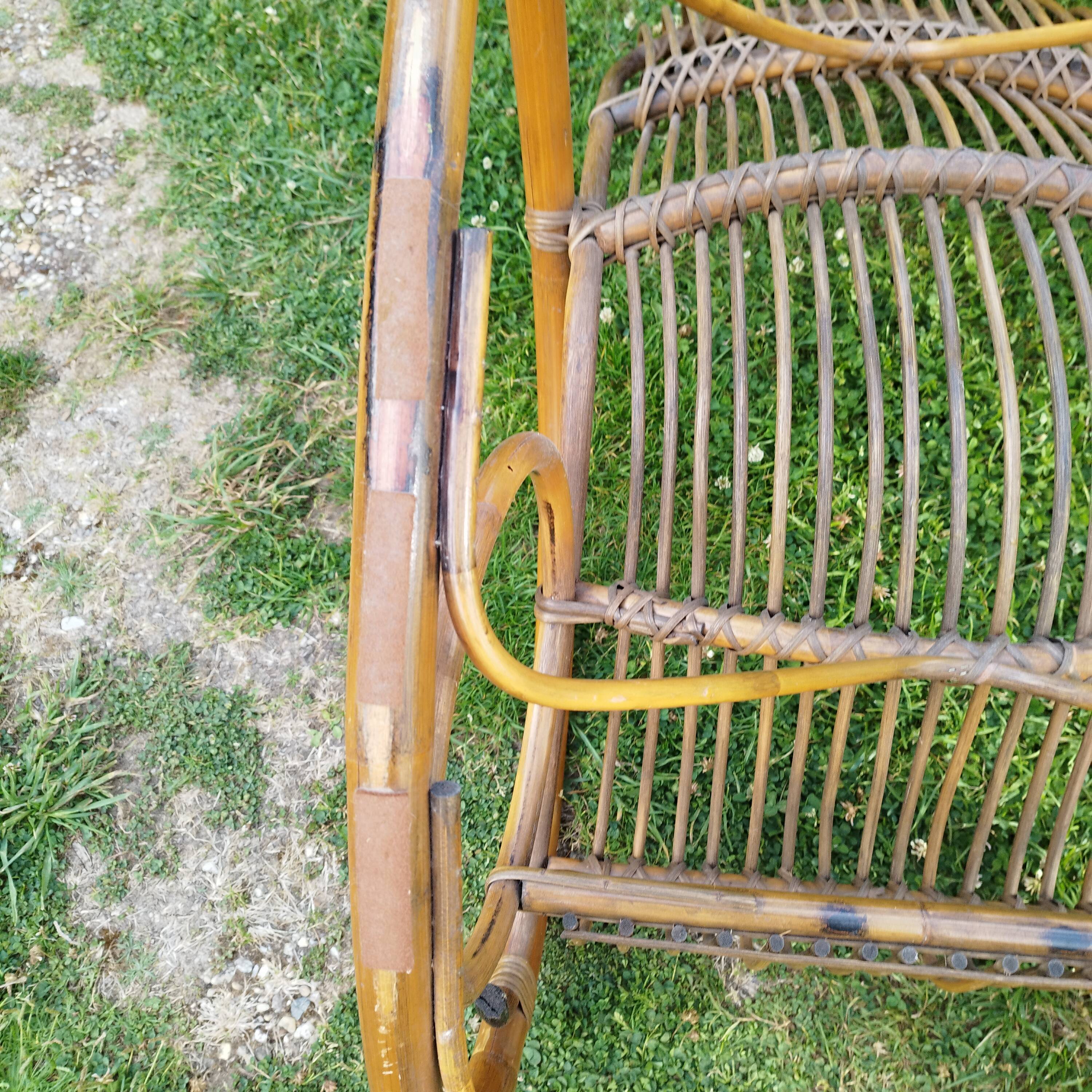 Rocking-chair vintage rotin