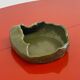 Vintage ceramic asymmetrical bowl in olive green