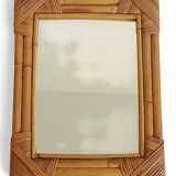 1960s Mid-Century Bamboo & Rattan Mirror in French Riviera Style