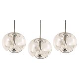 1 of 6 Large transparent glass pendant by Peill & Putzler, Germany, 1970s