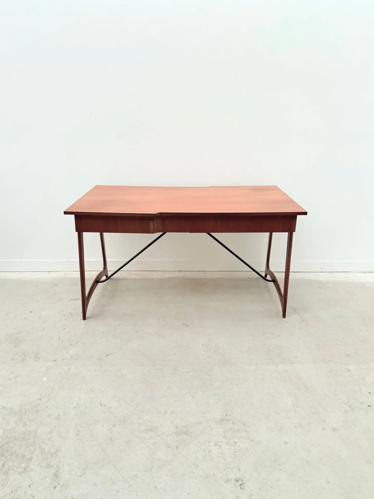 Scandinavian style desk in teak and brass, 1950.