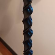 Black twisted iron lampstand with scrolled tripod base 1950/1960