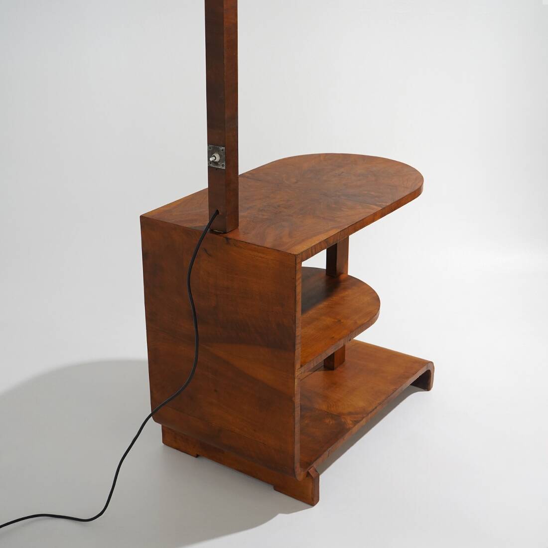 Floor lamp with burl table, 1930s
