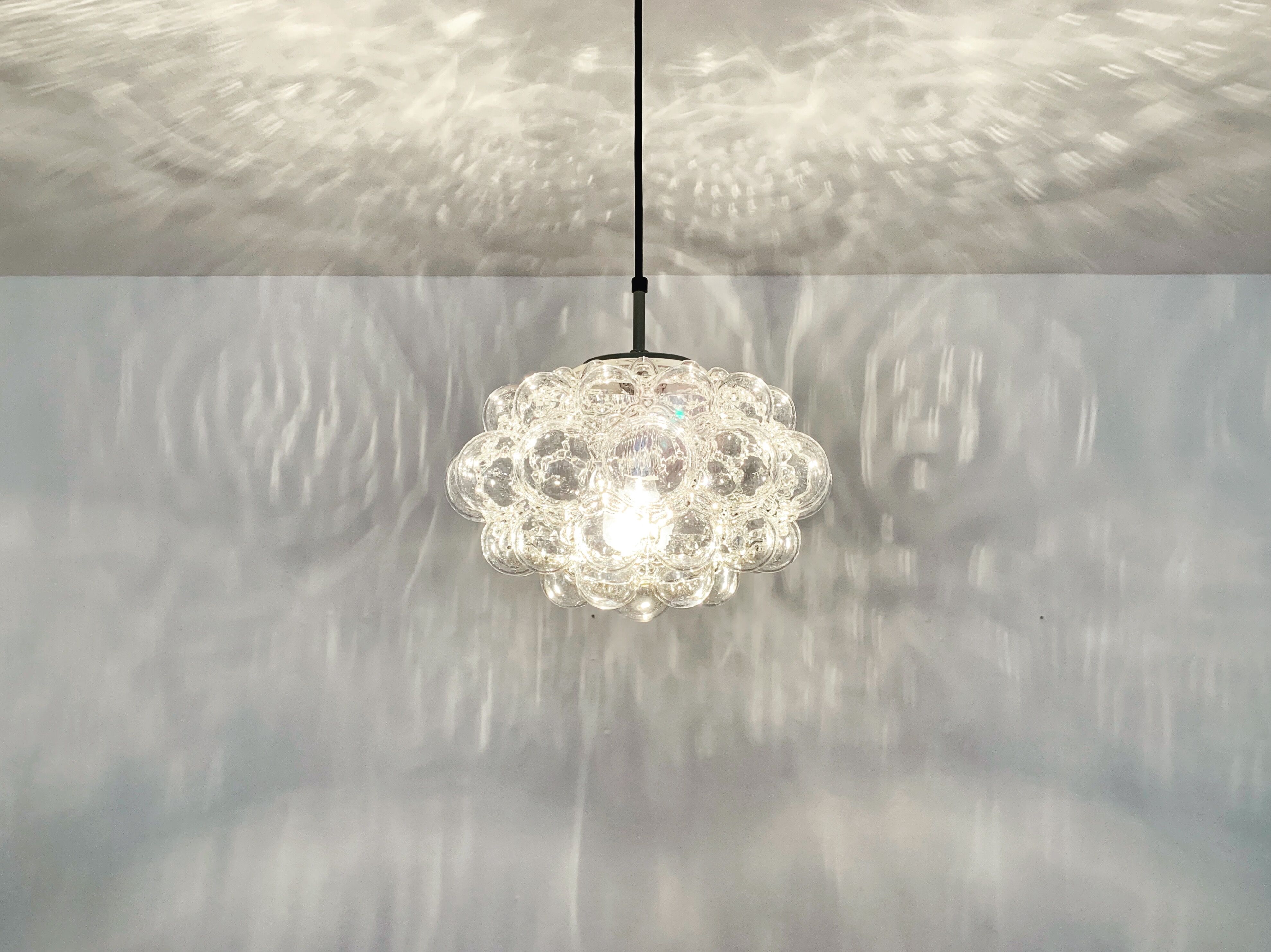 Large Mid Century Modern bubble pendant lamp by Helena Tynell for Glashütte Limburg