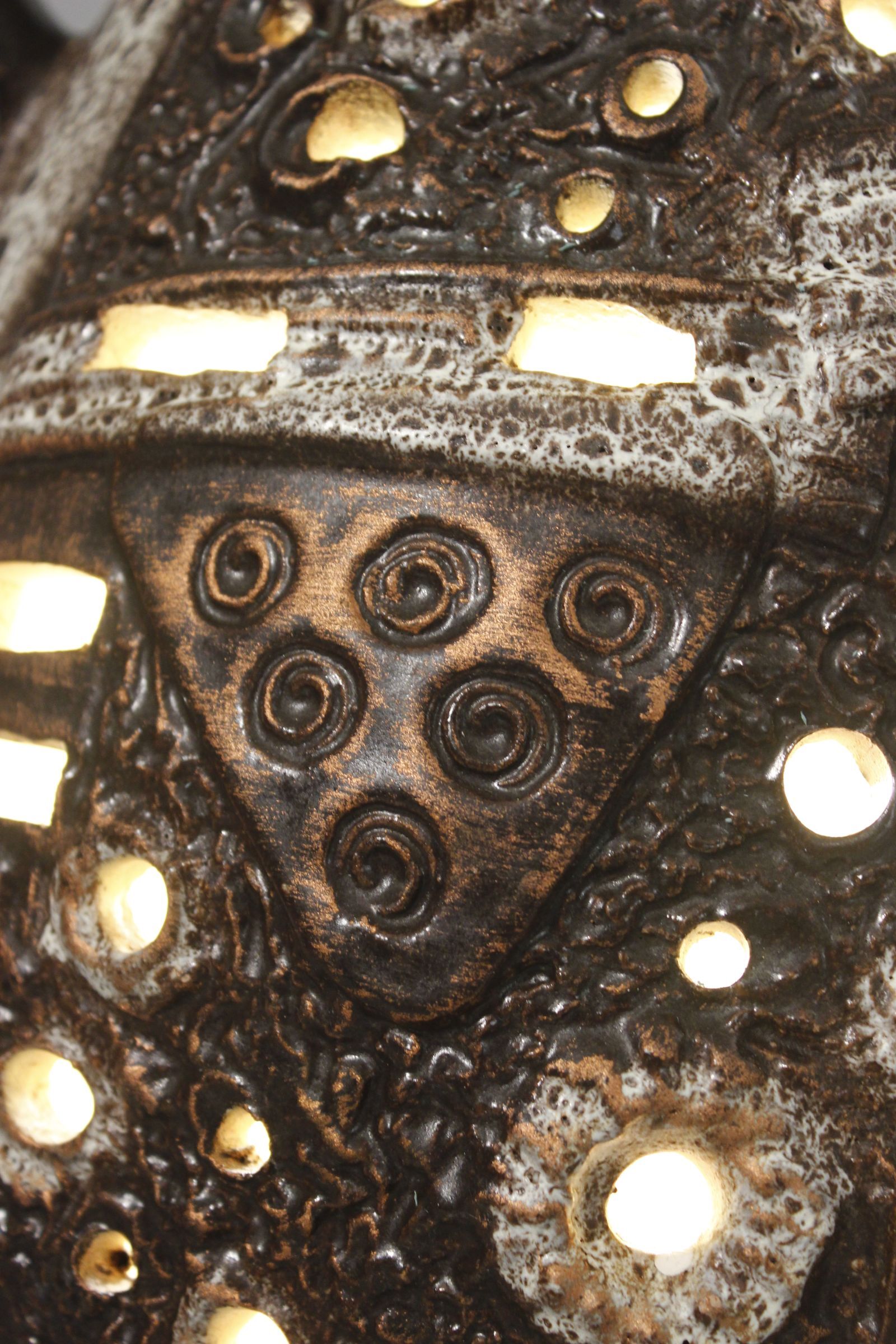 Large double lighting lamp base with openwork design, Brutalist 1960s.