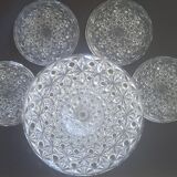 Plat a tarte et 5 assiettes a dessert cristal ciselé