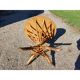 Table vintage en rotin et plateau noisetier