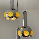 Vintage chrome cascade hanging lamp with yellow inserts