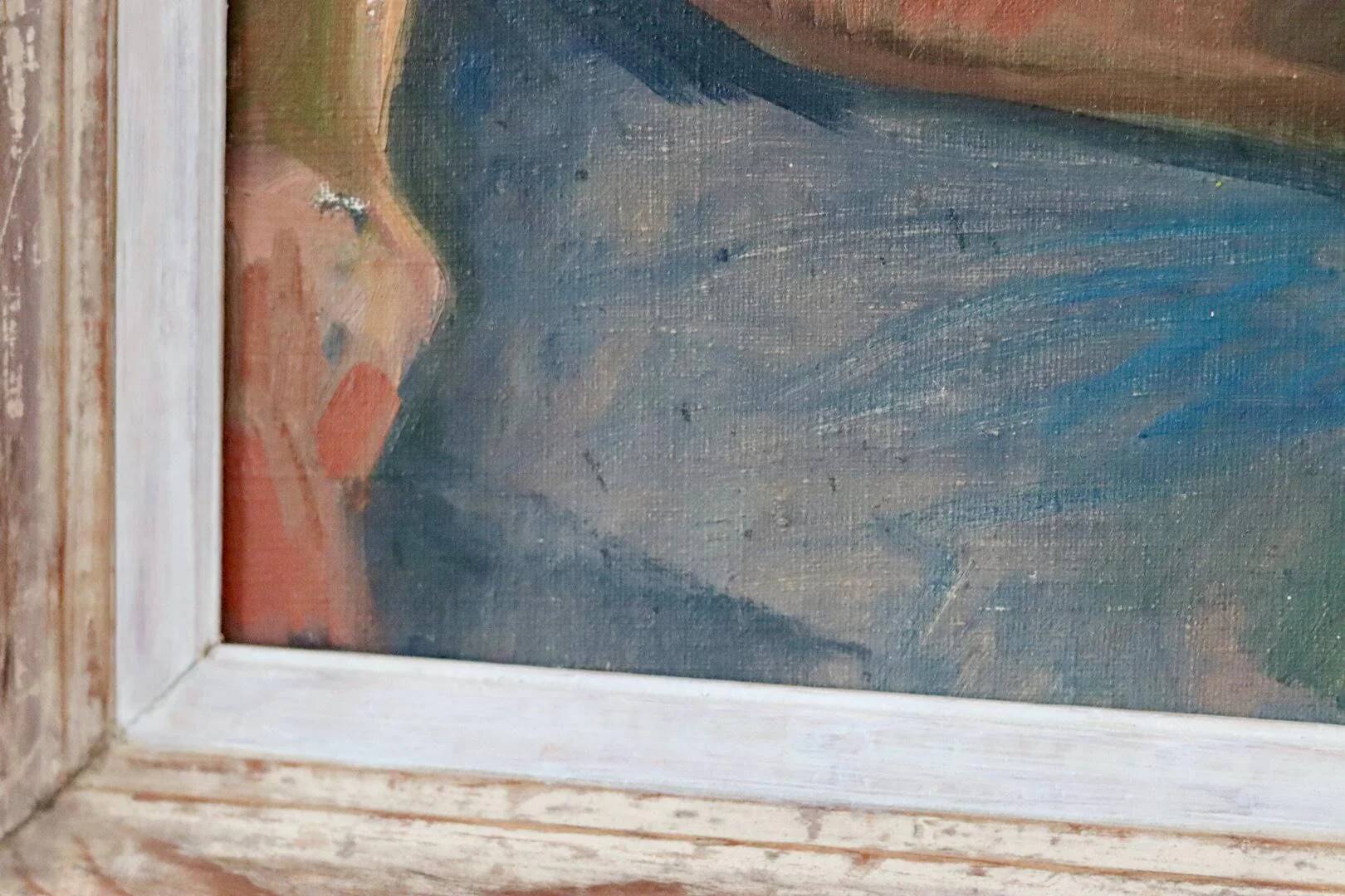 Mid-20th century original oil on canvas – nude woman