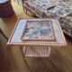 Vintage bedside table in bamboo and rattan with decorative top.