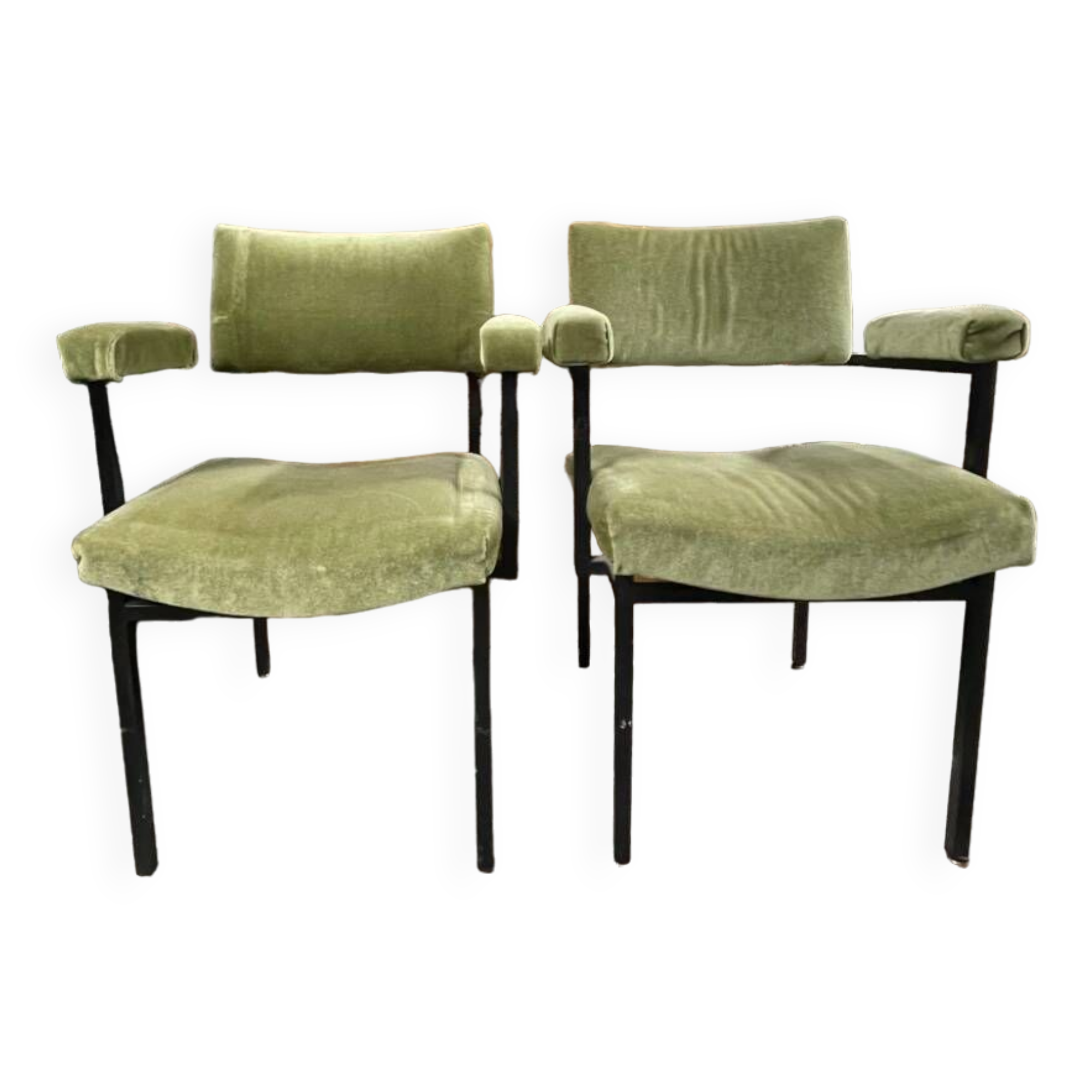 Lot de deux chaises avec accoudoir , velour