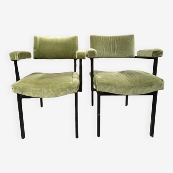 Set of two chairs with armrest, velvet