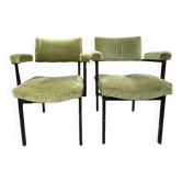 Lot de deux chaises avec accoudoir , velour