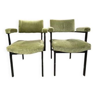 Set of two chairs with armrest, velvet