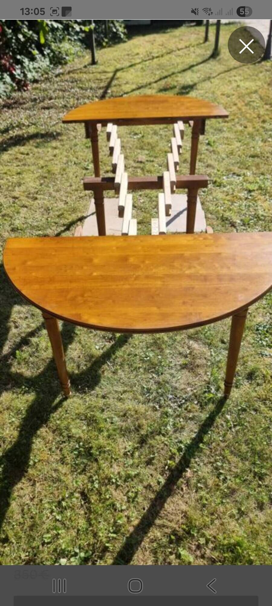 Solid wood table from the 1950s.