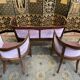 Living room with bench and two english armchairs in pink velvet