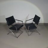 2 leather chrome folding chairs