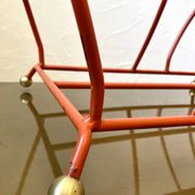Vintage orange metal magazine rack, 1970s