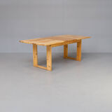 70s pine wooden extendable dining table