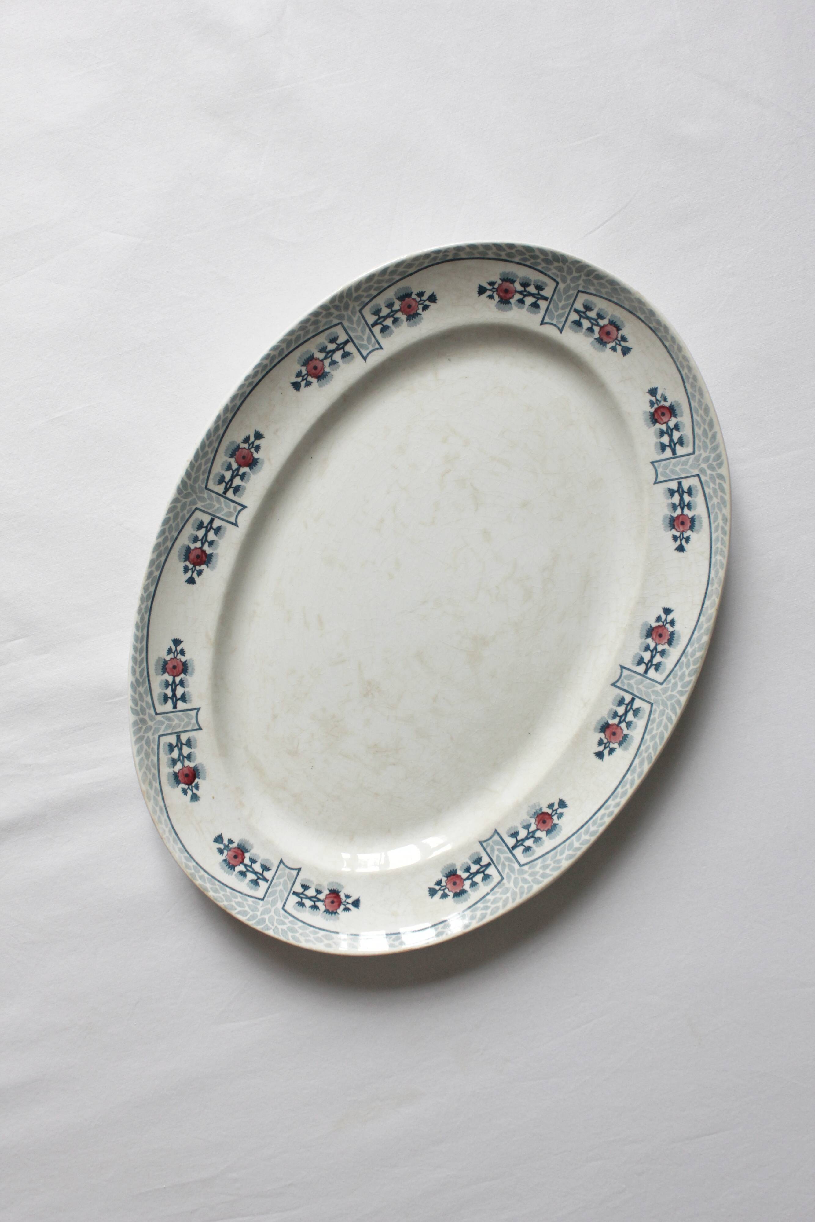 Polychrome ironstone oval dish from Creil & Montereau, "Toledo" model