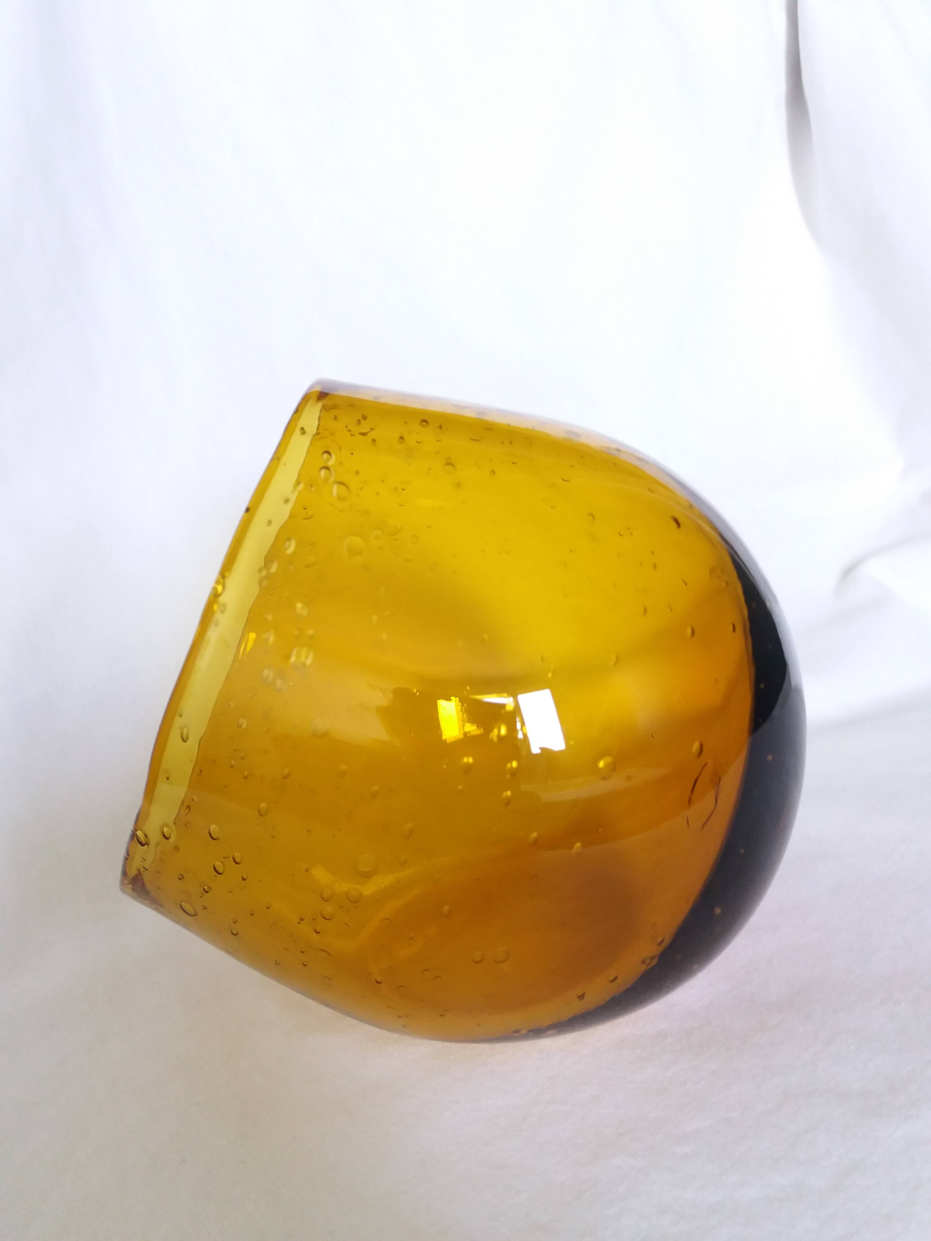 Blown bubble glass vase by Biot