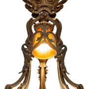 Large 8-light bronze chandelier, Art Nouveau, Nancy School – Around 1900