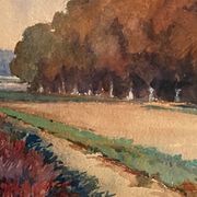 Watercolor Pierre Huvelliez 1891-1959 view park Palace of Versailles