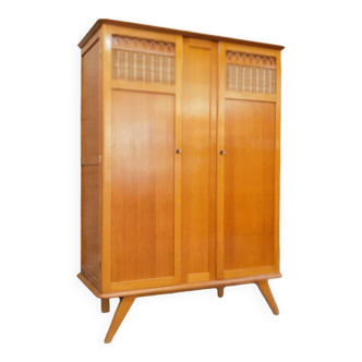 Wood & rattan cabinet