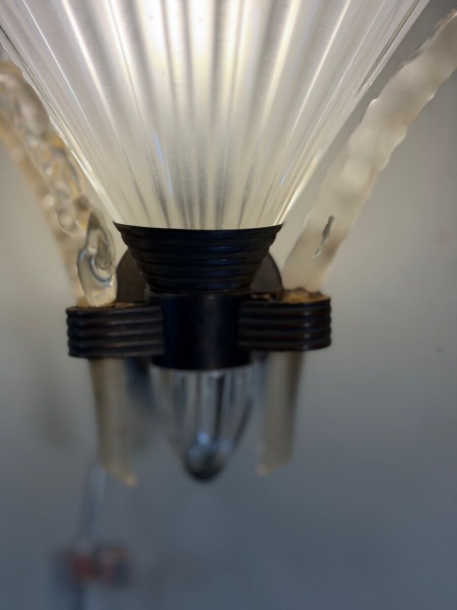 Pair of Venetian wall lights in Murano glass by Seguso, circa 1930.