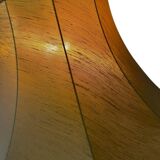 Vintage gold floor lamp with fringed shade.