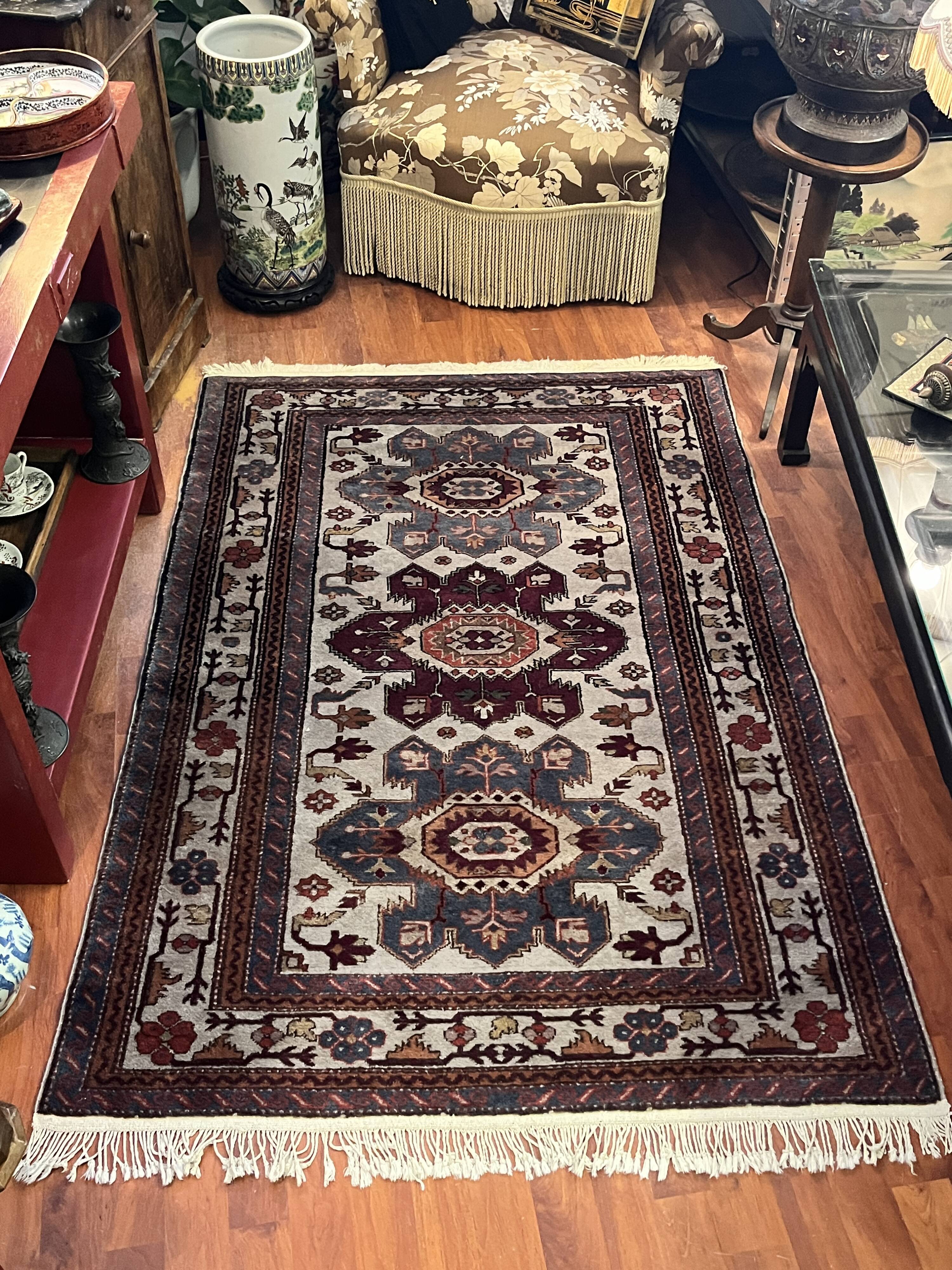 Antique handmade Caucasian wool carpet from Dagestan, 20th century