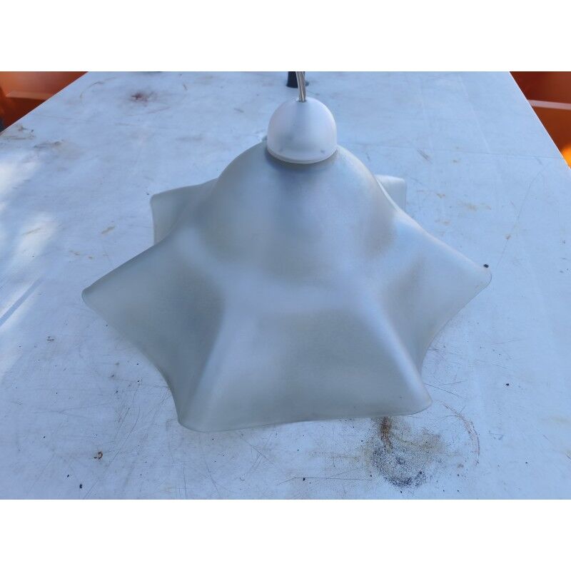 Vintage suspension in light green opaline glass