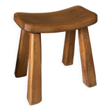 Vintage solid elm stool from the 70s