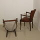Pair of vintage bridge armchairs year 60 in imitation rust leather.