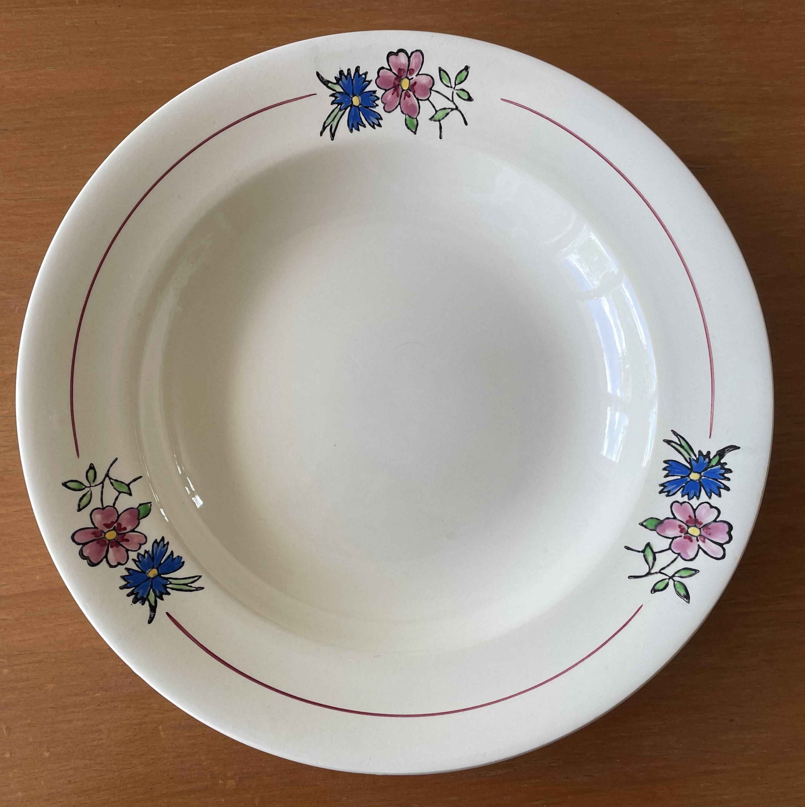 6 old earthenware soup plates from Salins-lès-Bains (Jura)