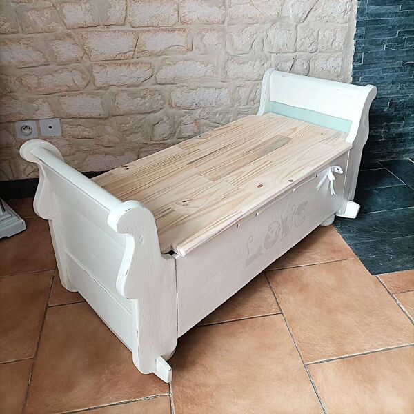 Coffre de rangement rénové -  style scandinave - pièce unique