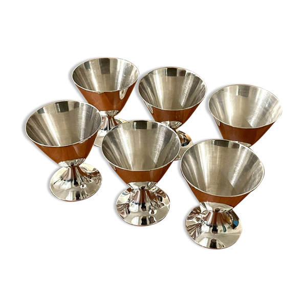 Christofle et Charles Moreux - 6 verres en métal argenté modèle "Bol d’Or