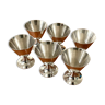 Christofle and Charles Moreux 6 glasses, silver metal cups “bowl d’or” model