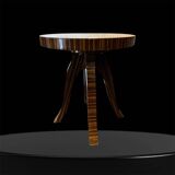 Une table ronde Art déco en palissandre et bois d’hêtre avec motifs élégant