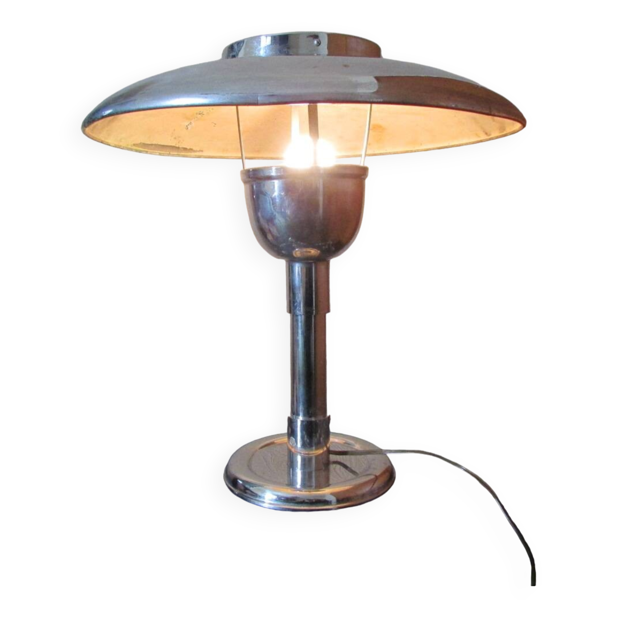 Vintage chrome mushroom lamp, industrial style