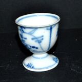 Antique porcelain diabolo egg cup with blue hand-painted onion decoration