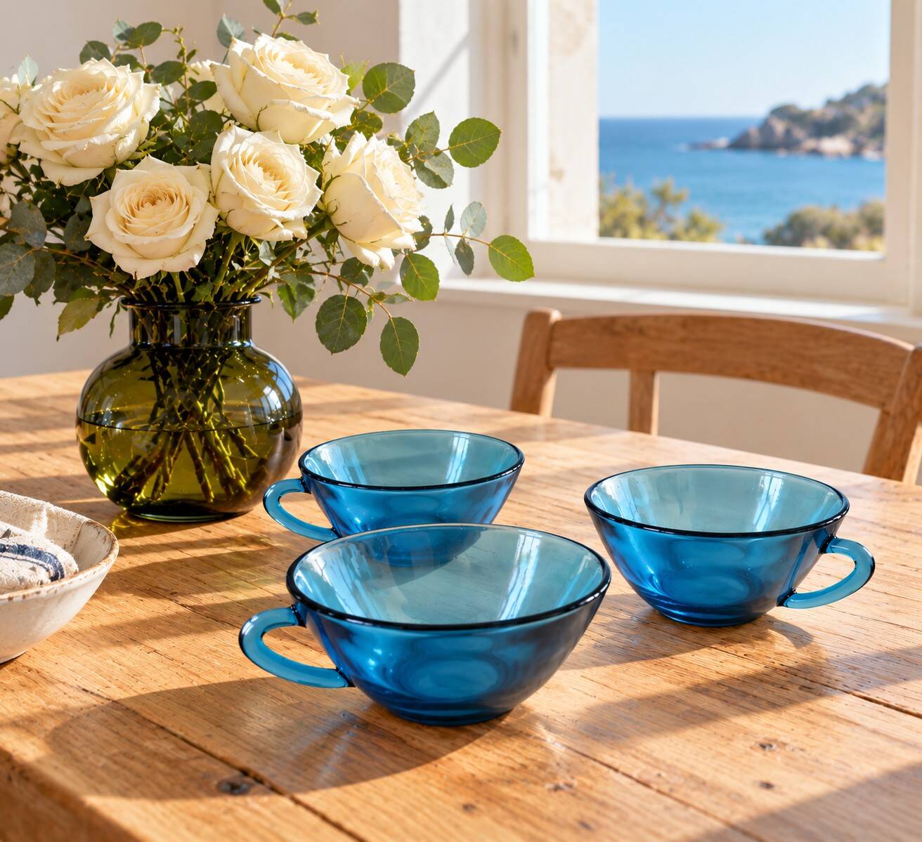 set of three blue Vereco cups