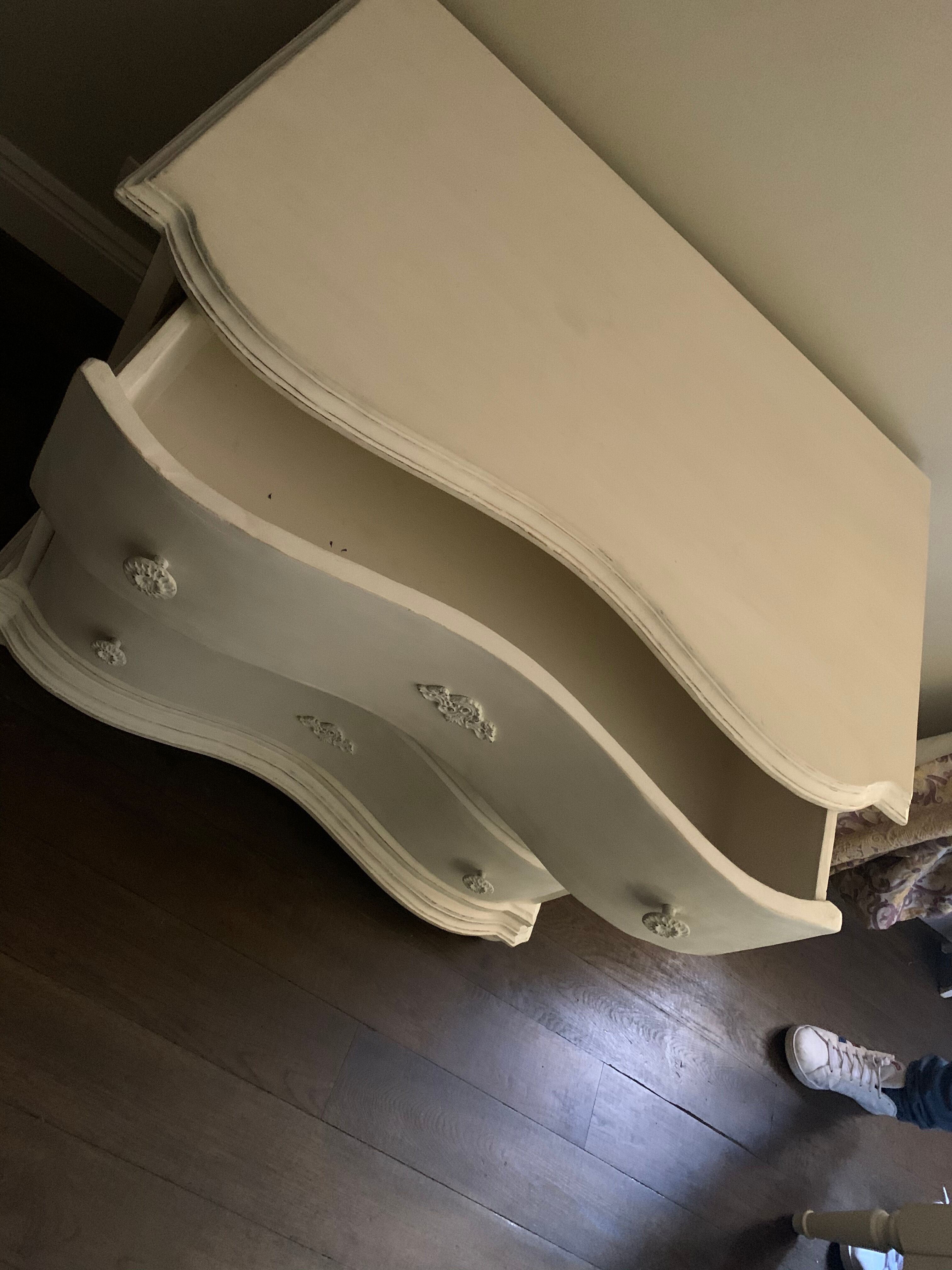 Old white repainted dresser
