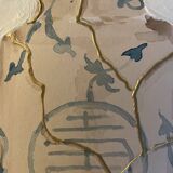 Painting signed “Japanese Kintsugi vase” mixed media + iridescent gold